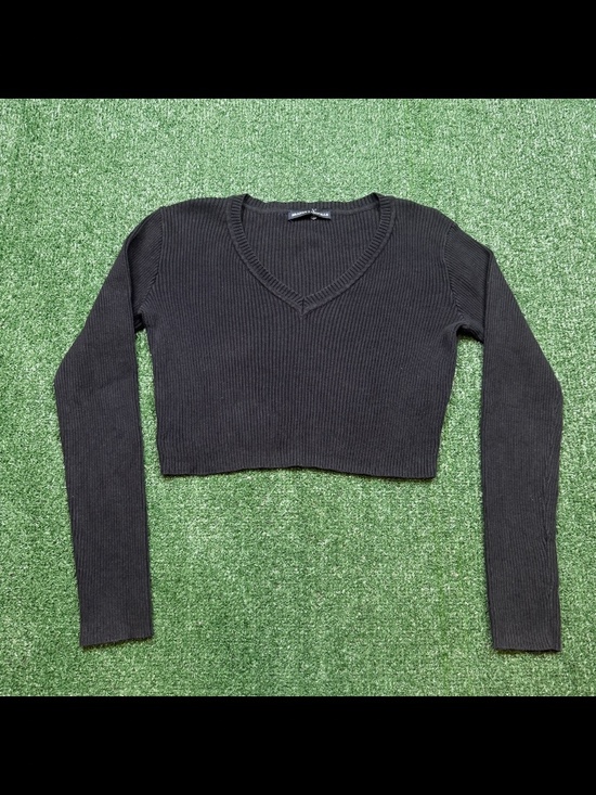 Brandy Melville Tops - Brandy Melville T Shirt Women's Size M Black Long Sleeve Stretch Baby Doll Crop